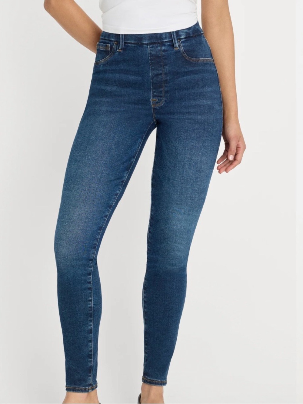 Good American Mid-Rise Dark Blue Skinny Jeans